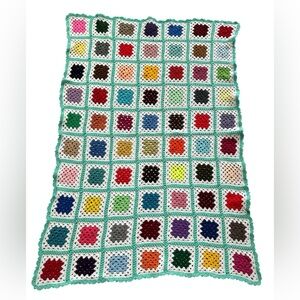 Handmade Crochet Granny Squares Colourful Blanket 50”x73”